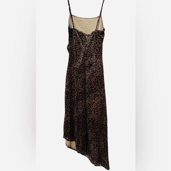 Leopard Print Velvet Dress Asymmetrical Hem Sparkle Evening Dress sz XS - Picture 4 of 4